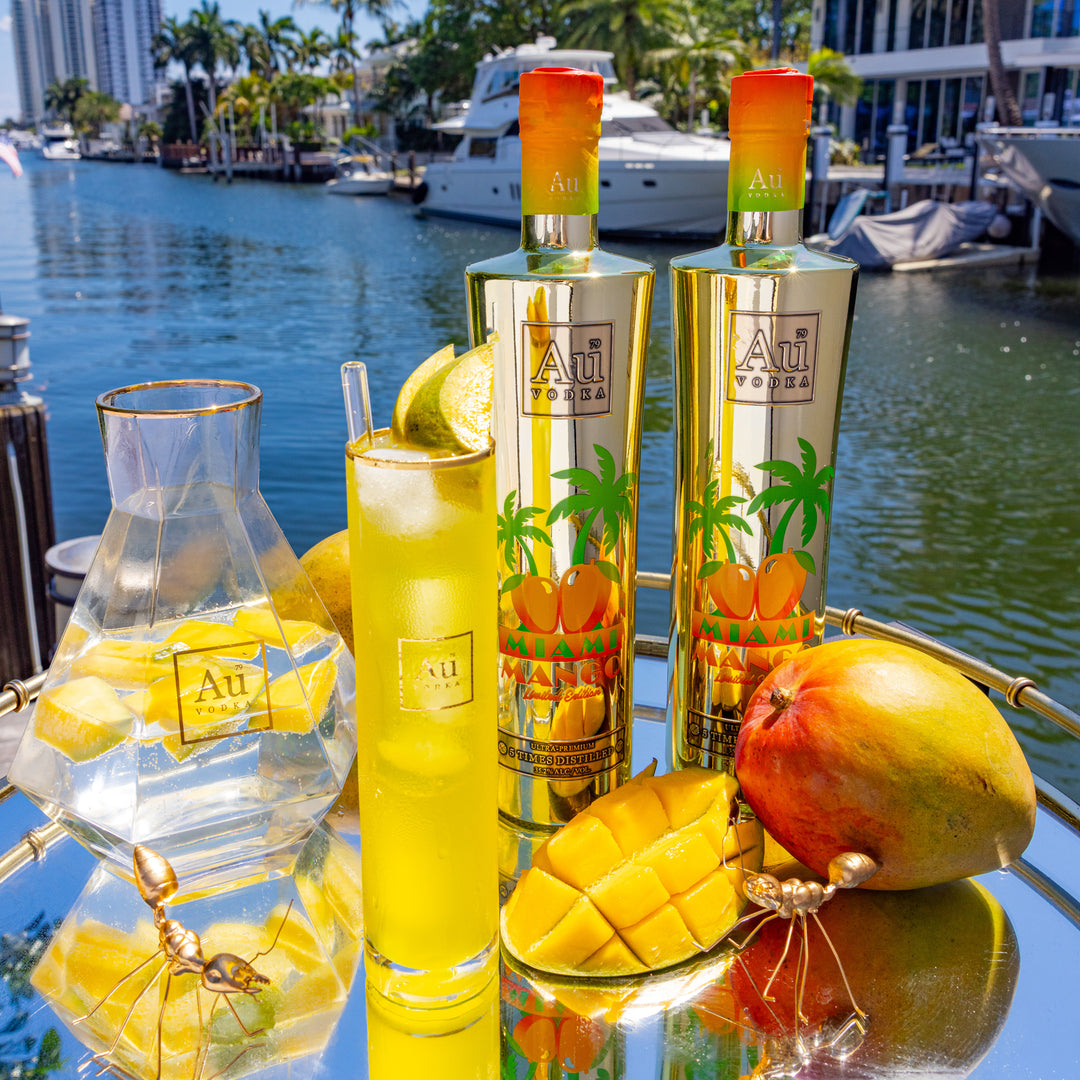 Au Vodka Miami Mango 70cl & Highrise Glass